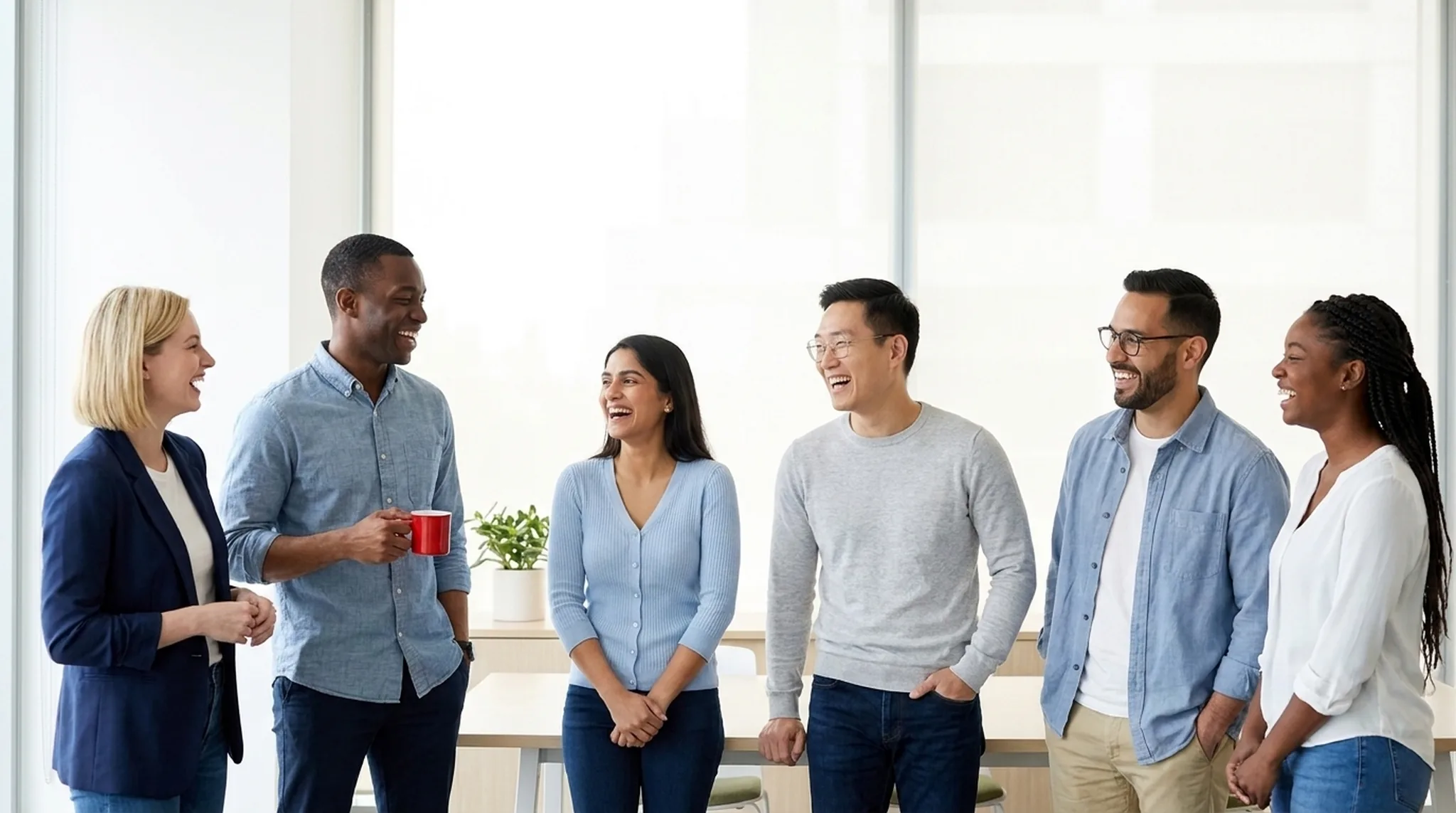 A cohesive team at work together