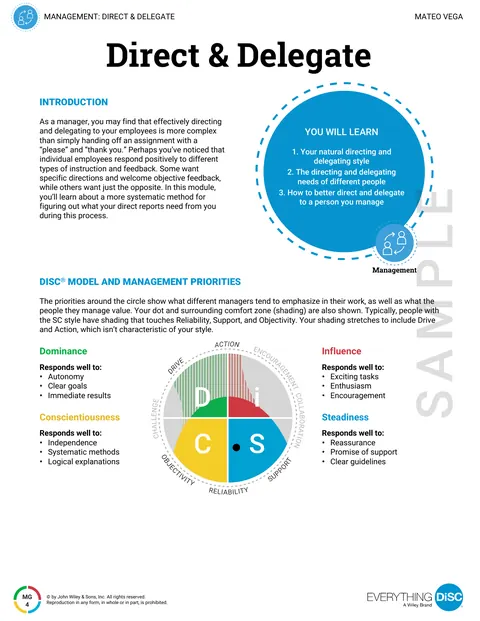 Inside page from the Everything DiSC Management sample report