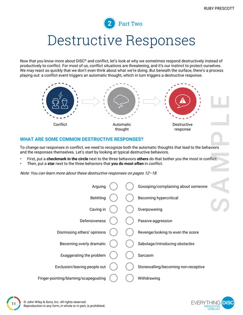 Inside page from the Everything DiSC Productive Conflict sample report
