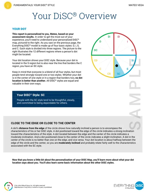 Inside page from the Everything DiSC Workplace sample report
